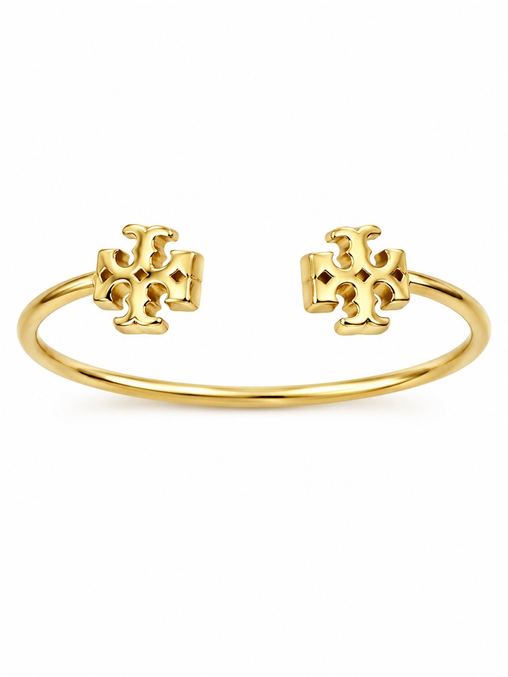 TORY BURCH • Gold Double T Logo Open Cuff Flex Bracelet Jewelry Bag Pouch